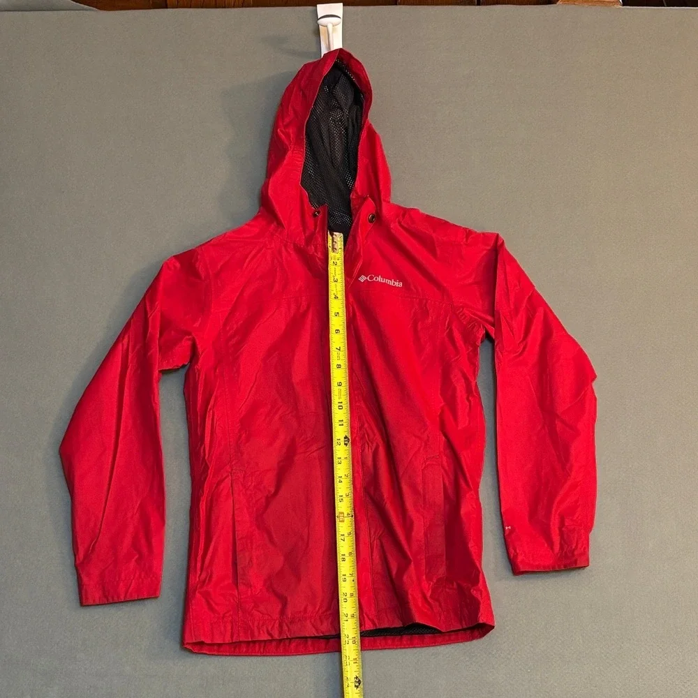 Columbia Sportswear Kids Red Rain Jacket Hooded Mesh Lined Size M 10/12